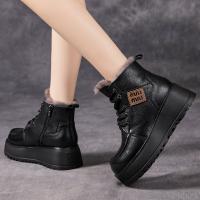 12511嫔妃丽人头层牛皮时尚厚底坡跟复古简约新中式超厚保暖防滑冬季短靴（NI靴）