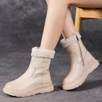 5712嫔妃丽人头层牛皮时尚橡胶底简约厚底民族风小个子加绒保暖轻便休闲短靴（灯笼靴）