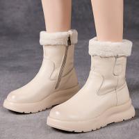 5712嫔妃丽人头层牛皮时尚橡胶底简约厚底民族风小个子加绒保暖轻便休闲短靴（灯笼靴）