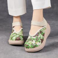 55083-5嫔妃丽人真皮新中式古风民族坡跟舒适猪皮印花百搭田园风小个子特色女士单鞋（绣球单鞋） 预售