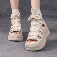 26118嫔妃丽人头层牛皮 复古厚底镂空夏季超高跟小个子休闲舒适百搭（绕型凉靴）