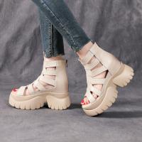 8867嫔妃丽人头层牛皮复古罗马风 英伦风内增高3cm增高小个子休闲女士凉鞋（长垣凉鞋）